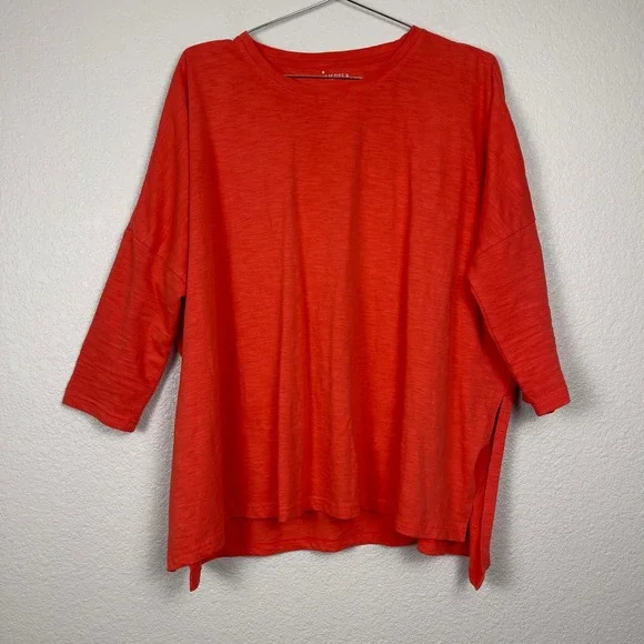 MERSEA Catalina Slub Tee Orange Red Oversized French Tuck Side Slit One Size - Picture 5 of 13